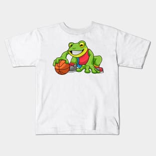 Frog at Sports with Basketball Kids T-Shirt